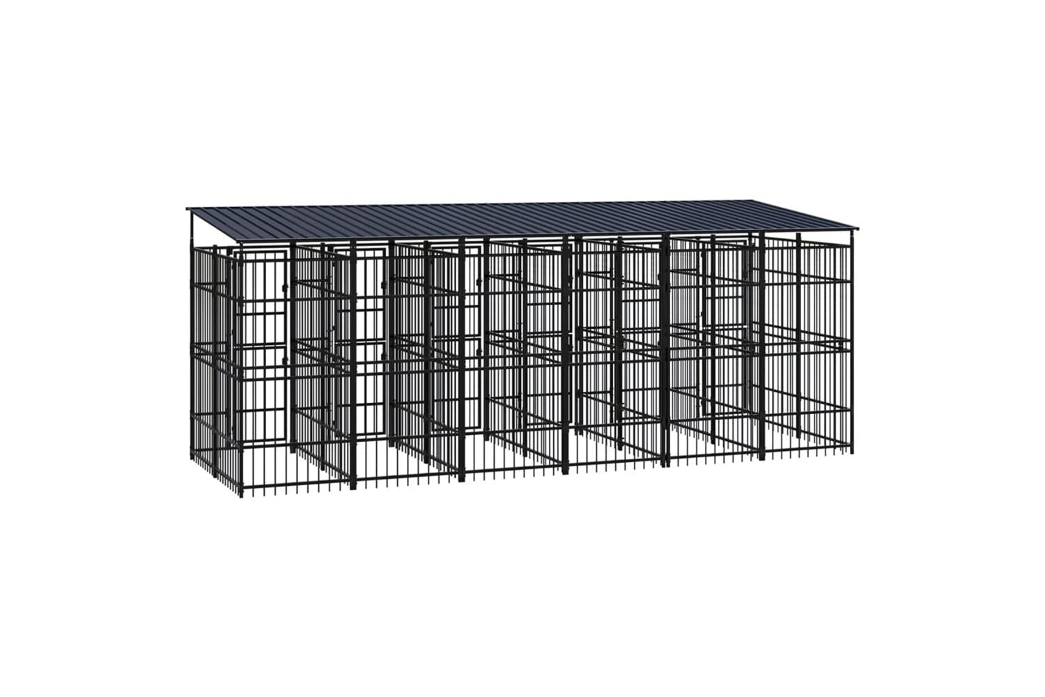 Vidaxl Outdoor Dog Kennel With Roof Steel 1106 M-4