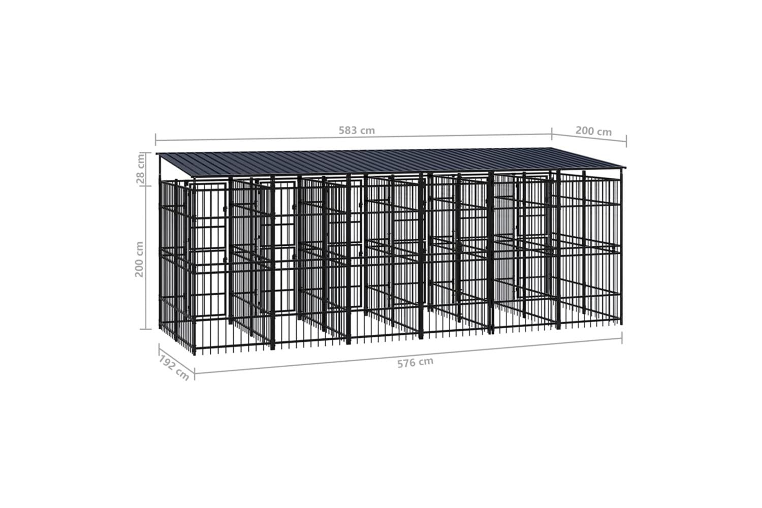 Vidaxl Outdoor Dog Kennel With Roof Steel 1106 M-8