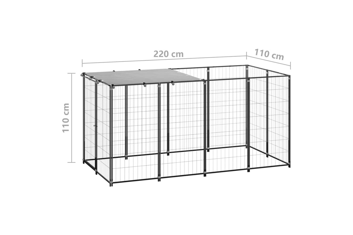 Vidaxl Dog Kennel Black 242 M Steel-6