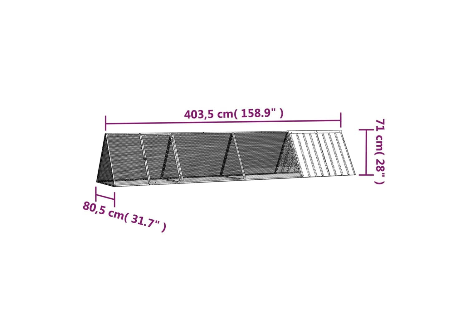 Vidaxl Rabbit Cage Grey 4035x805x71 Cm Galvanised Steel-6