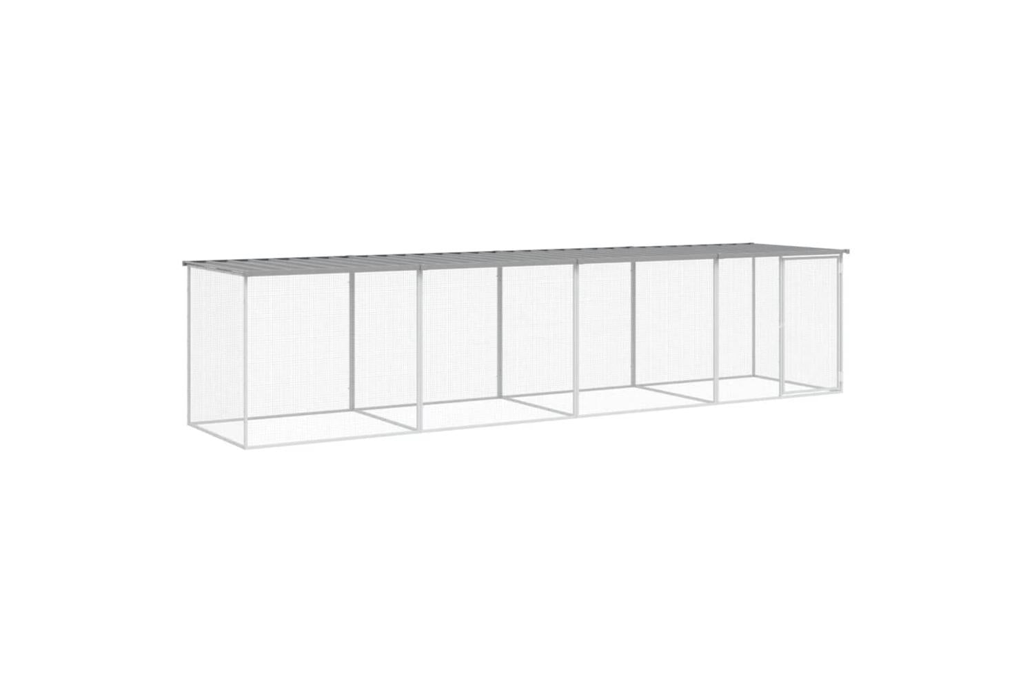 Vidaxl Chicken Cage With Roof Light Grey 403x98x90 Cm Galvanised Steel-2