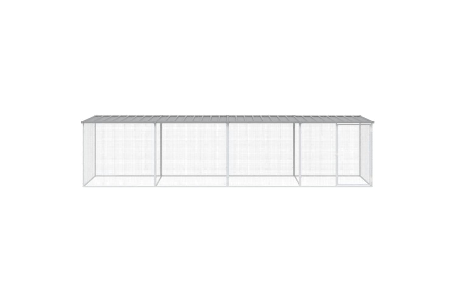 Vidaxl Chicken Cage With Roof Light Grey 403x98x90 Cm Galvanised Steel-3
