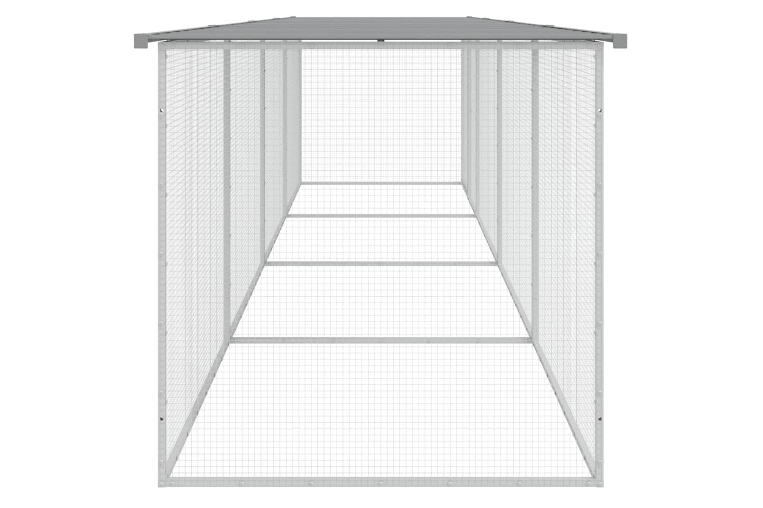 Vidaxl Chicken Cage With Roof Light Grey 403x98x90 Cm Galvanised Steel-4