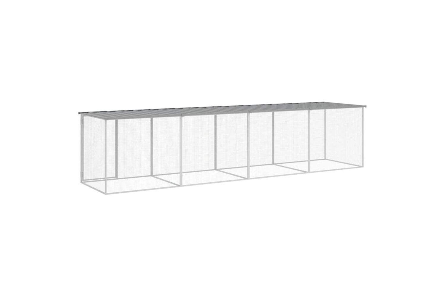 Vidaxl Chicken Cage With Roof Light Grey 403x98x90 Cm Galvanised Steel-5