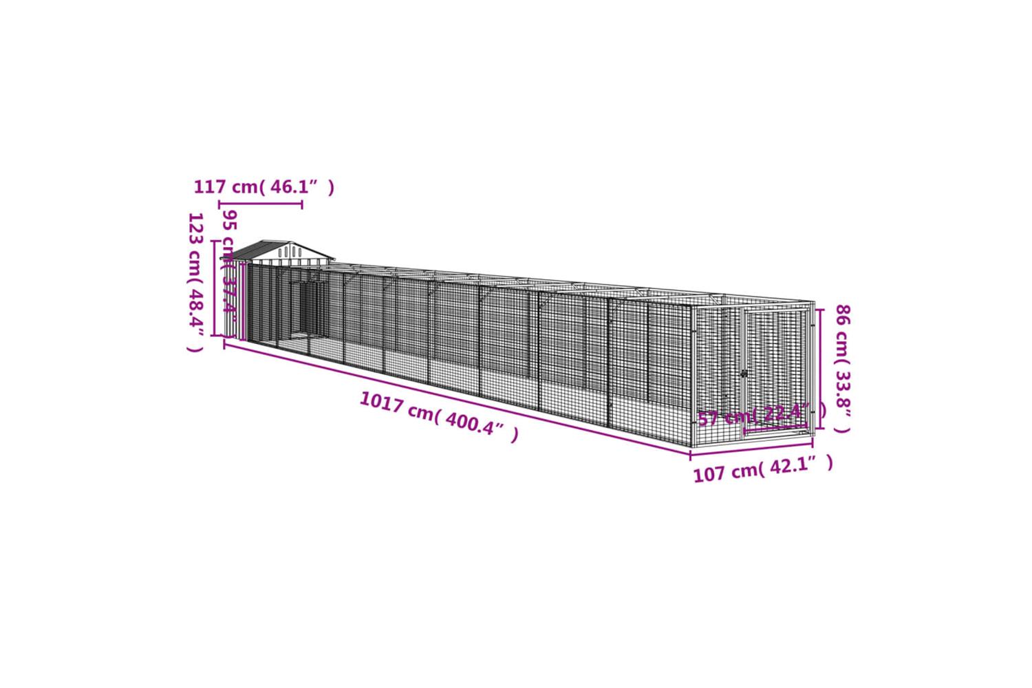 Vidaxl Dog House With Roof Anthracite 117x1017x123 Cm Galvanised Steel-9