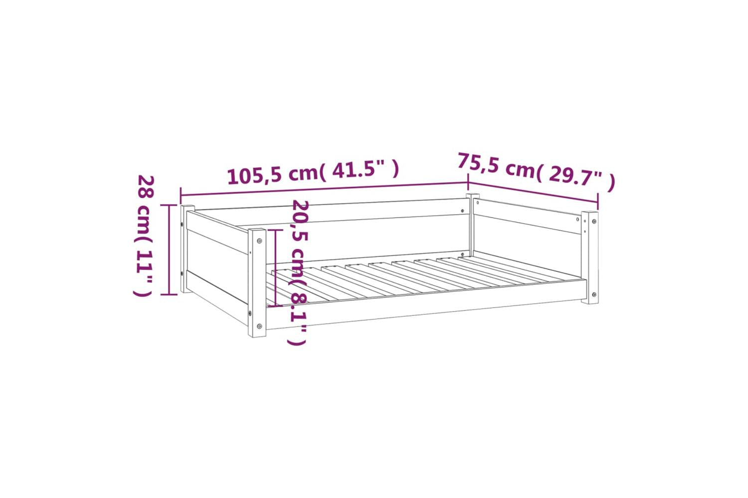 Vidaxl Dog Bed 1055x755x28 Cm Solid Pine Wood-8