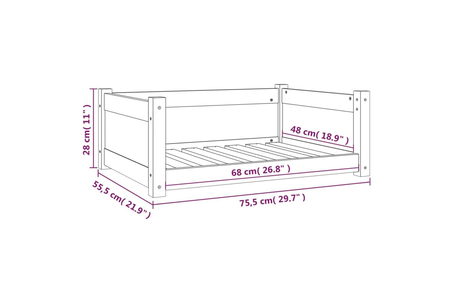 Vidaxl Dog Bed Honey Brown 755x555x28 Cm Solid Pine Wood-8