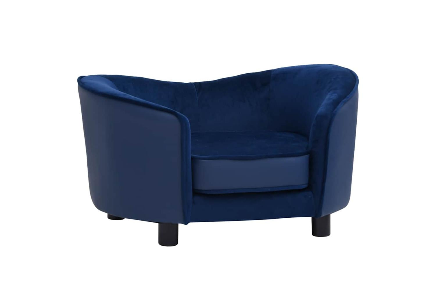 Vidaxl Dog Sofa Blue 69x49x40 Cm Plush And Faux Leather