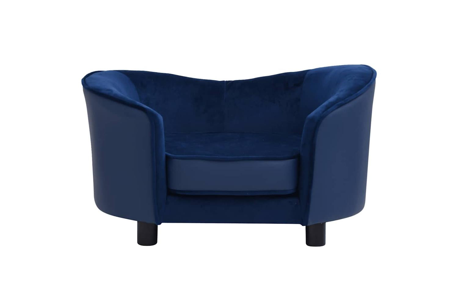 Vidaxl Dog Sofa Blue 69x49x40 Cm Plush And Faux Leather-3