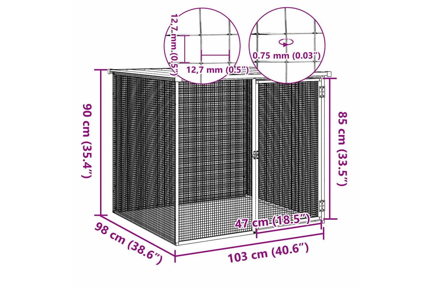 Vidaxl Chicken Cage With Roof Light Grey 103x98x90 Cm Galvanised Steel-5