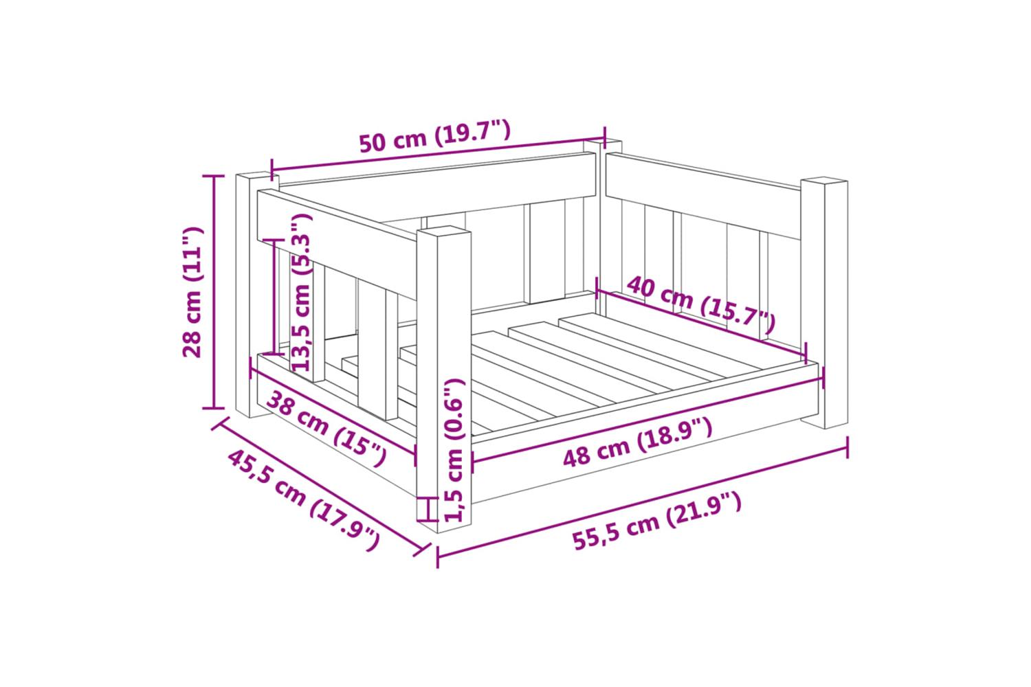 Vidaxl Dog Bed 555x455x28 Cm Solid Wood Pine-7