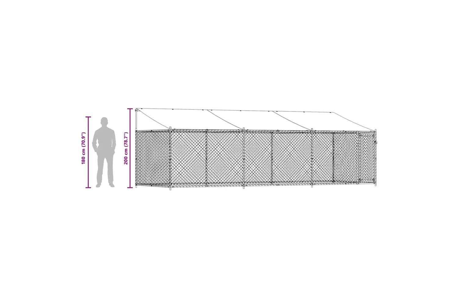 Vidaxl Dog Cage With Roof And Door Grey 6x2x2 M Galvanised Steel-10