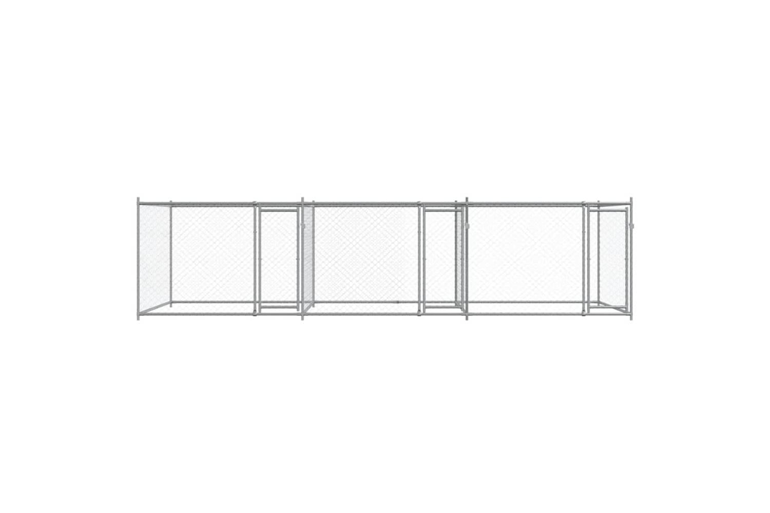 Vidaxl Dog Cage With Doors Grey 6x2x15 M Galvanised Steel-4