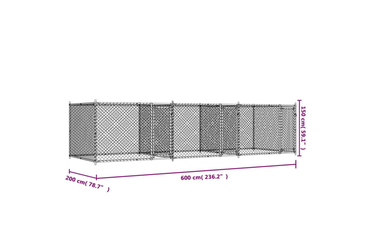 Vidaxl Dog Cage With Doors Grey 6x2x15 M Galvanised Steel-9