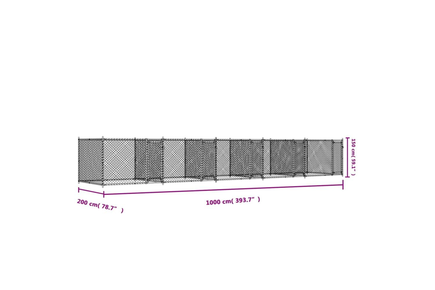 Vidaxl Dog Cage With Doors Grey 10x2x15 M Galvanised Steel-9