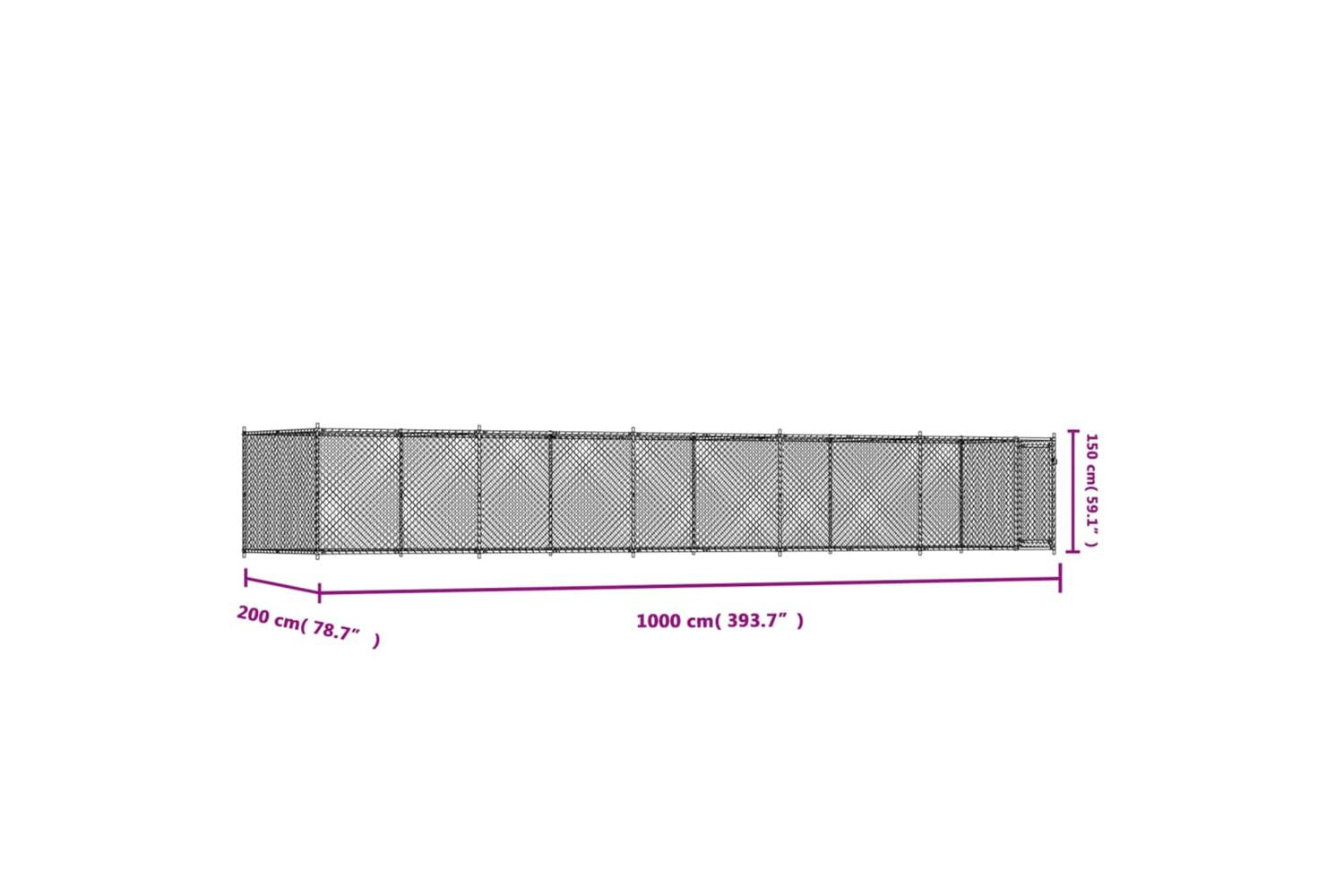 Vidaxl Dog Cage With Door Grey 10x2x15 M Galvanised Steel-9