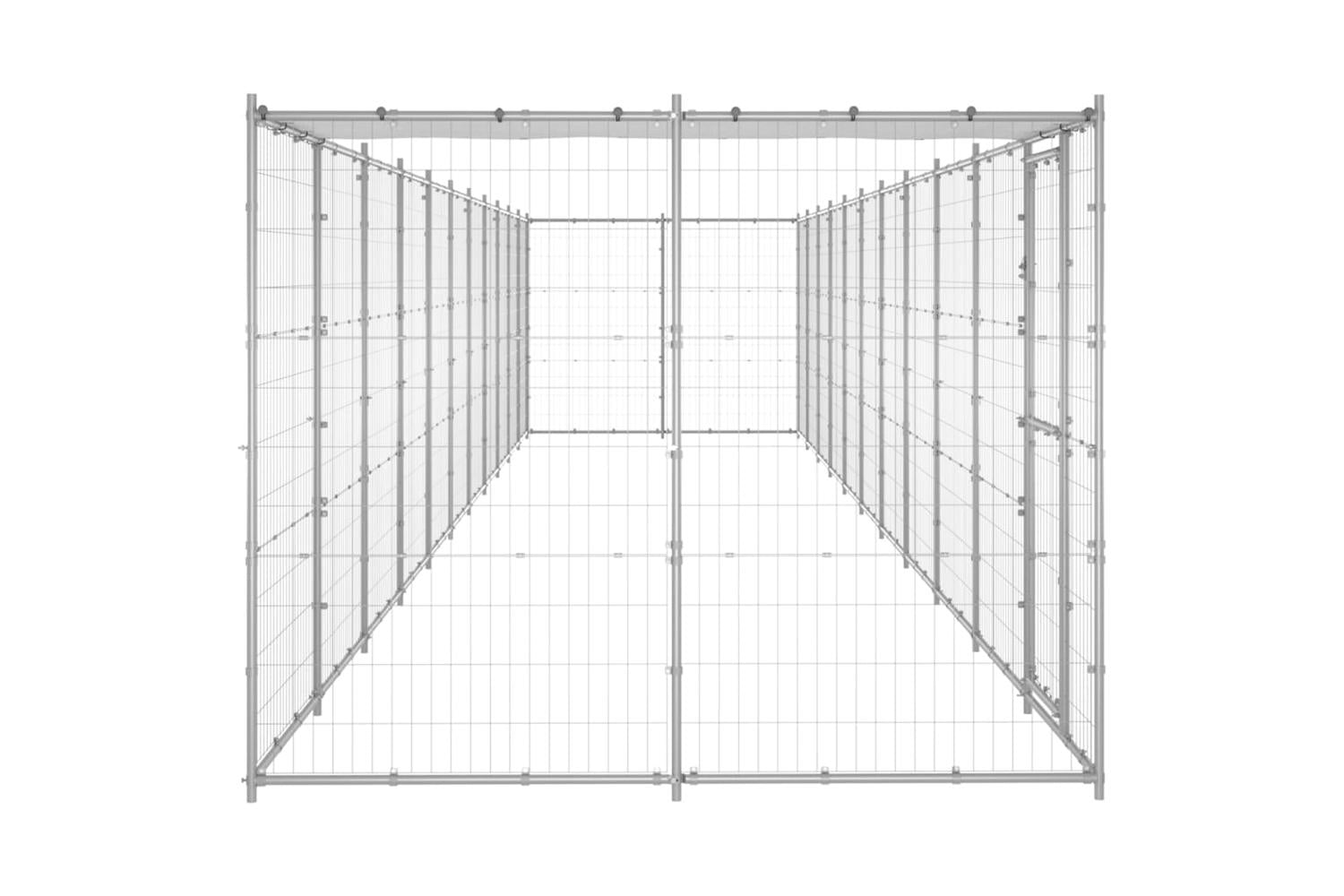 Vidaxl Outdoor Dog Kennel Galvanised Steel With Roof 2662 M-4