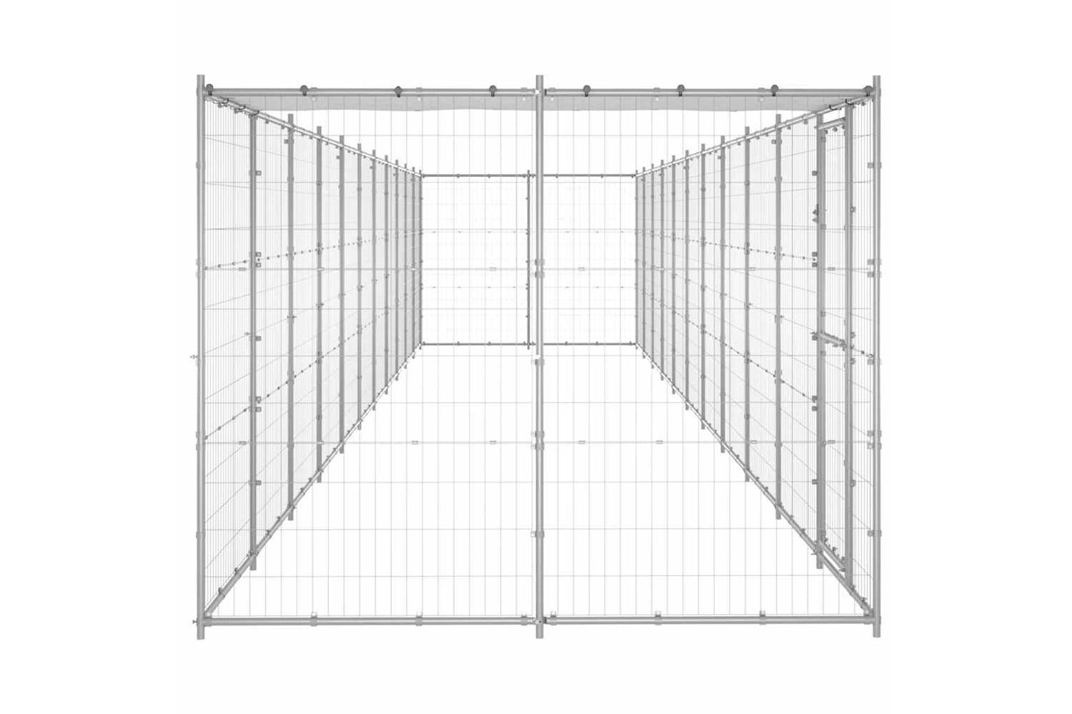 Vidaxl Outdoor Dog Kennel Galvanised Steel With Roof 2662 M-5