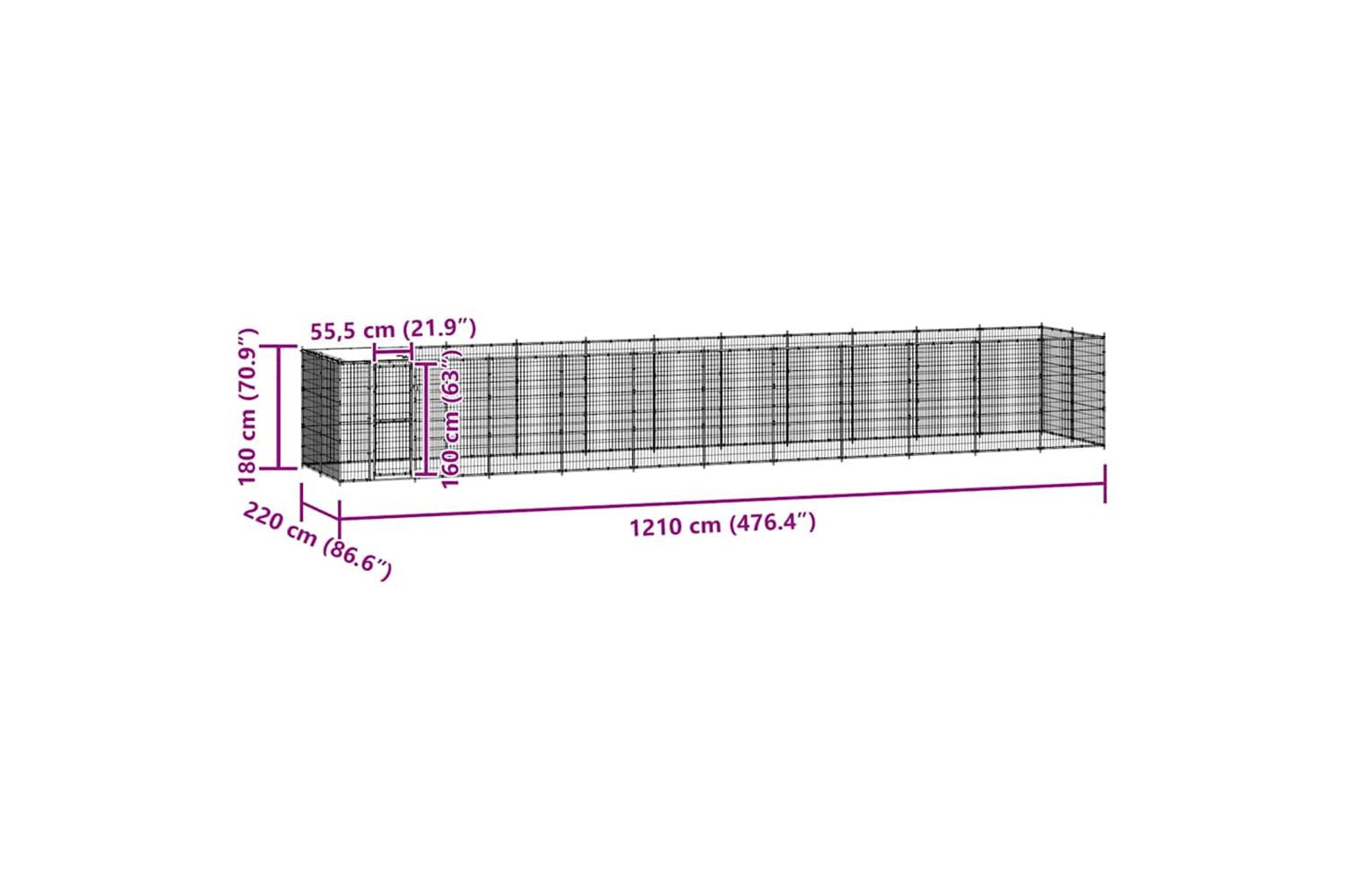 Vidaxl Outdoor Dog Kennel Galvanised Steel With Roof 2662 M-8