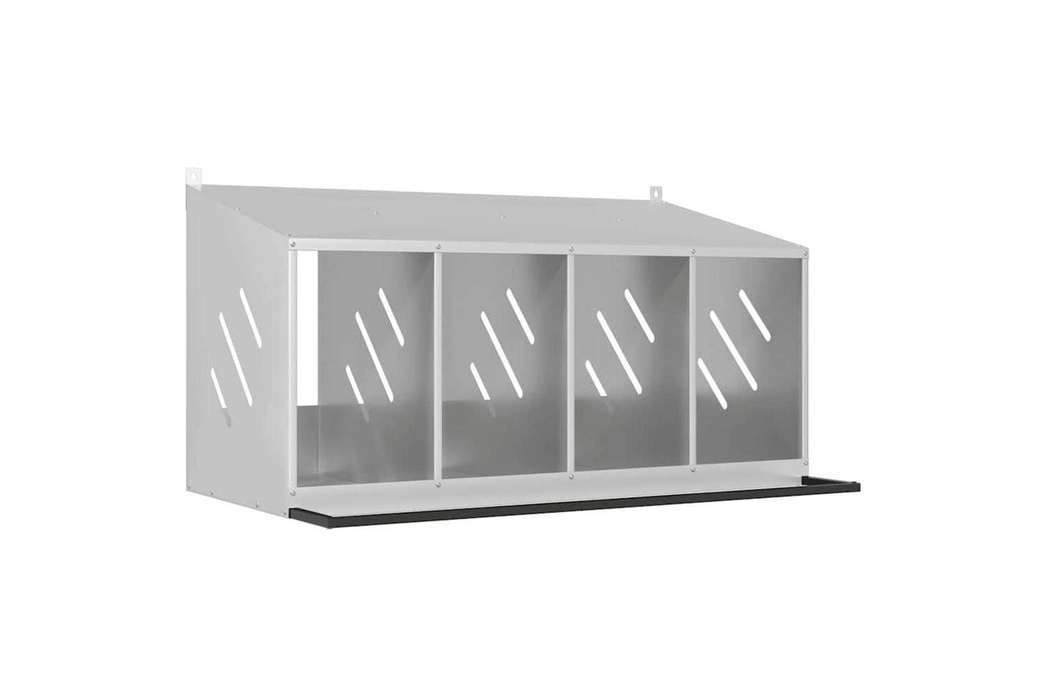Vidaxl Chicken Nesting Box With 4 Compartments Galvanized Silver Metal