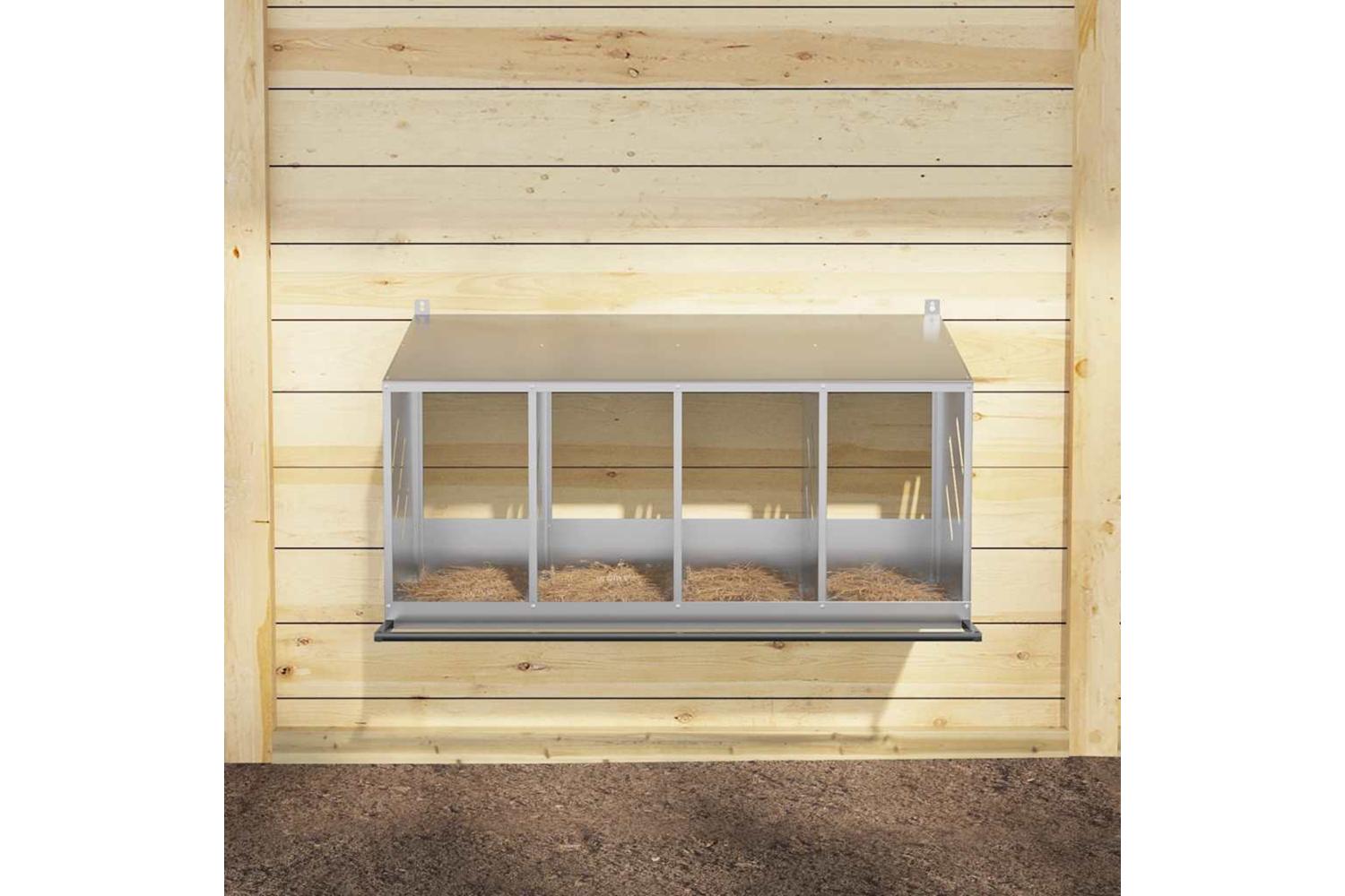 Vidaxl Chicken Nesting Box With 4 Compartments Galvanized Silver Metal-3