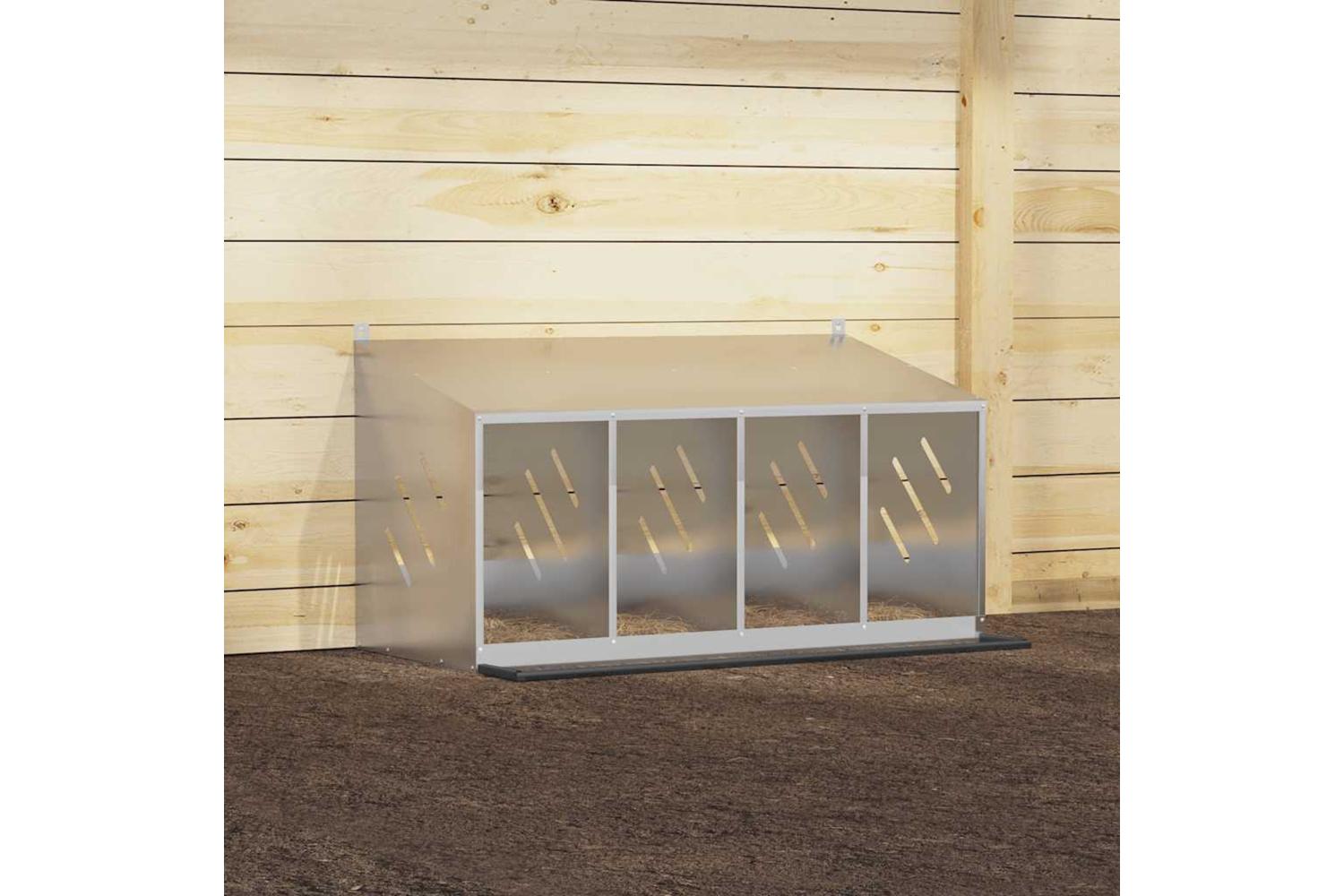 Vidaxl Chicken Nesting Box With 4 Compartments Galvanized Silver Metal-4