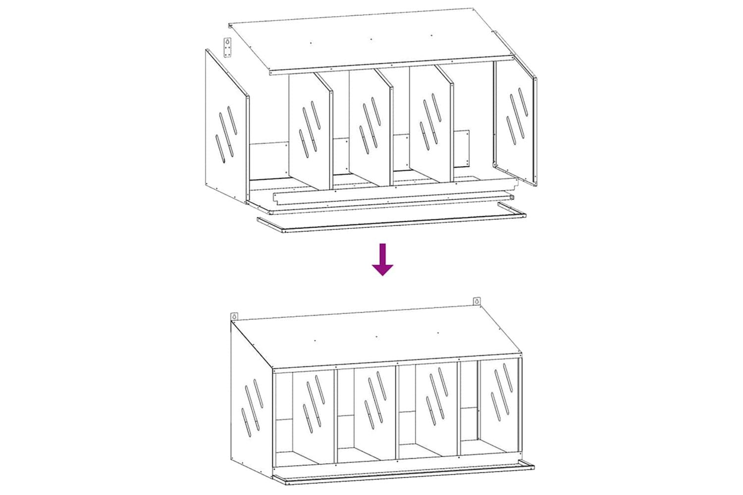 Vidaxl Chicken Nesting Box With 4 Compartments Galvanized Silver Metal-8