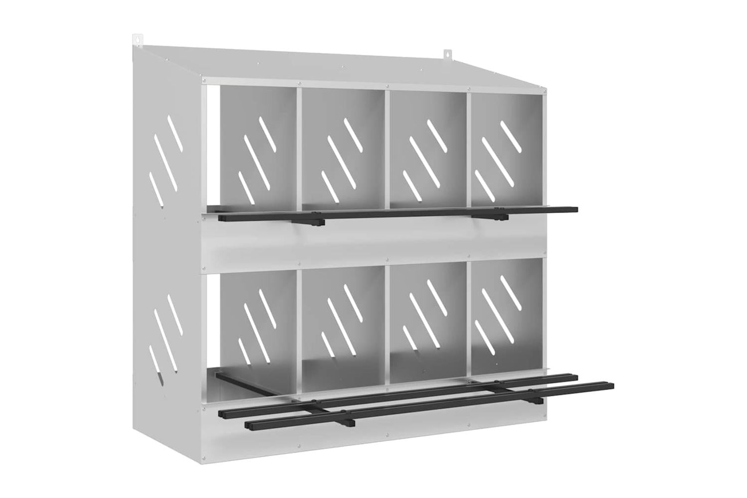 Vidaxl Chicken Nesting Box With 8 Compartments Galvanized Silver Metal-2