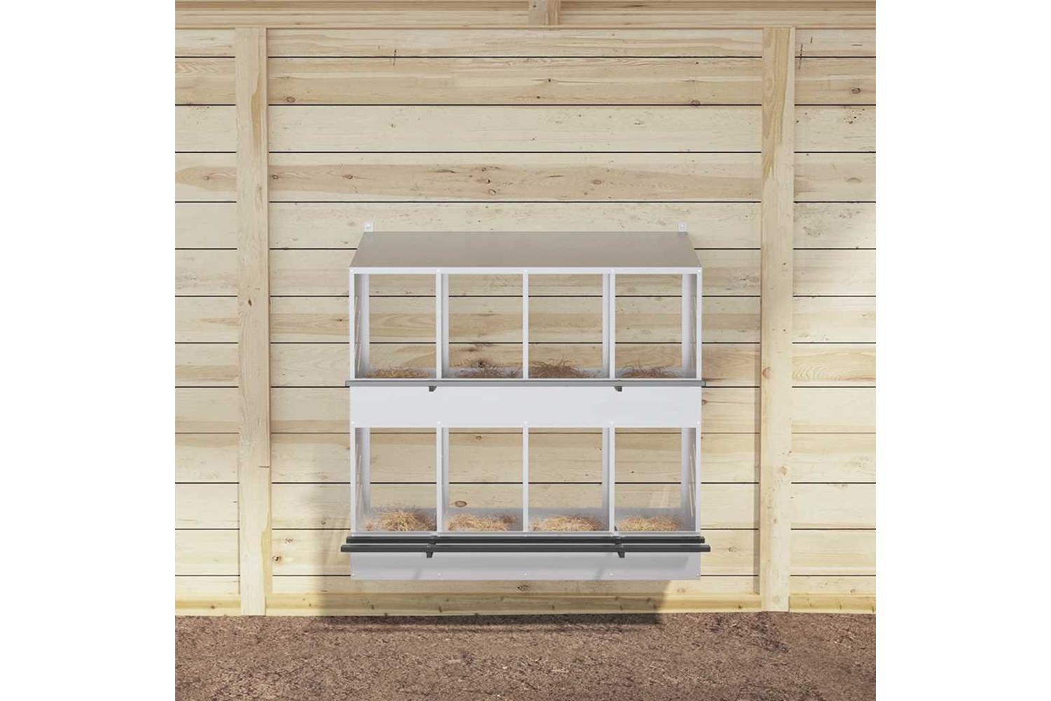 Vidaxl Chicken Nesting Box With 8 Compartments Galvanized Silver Metal-3