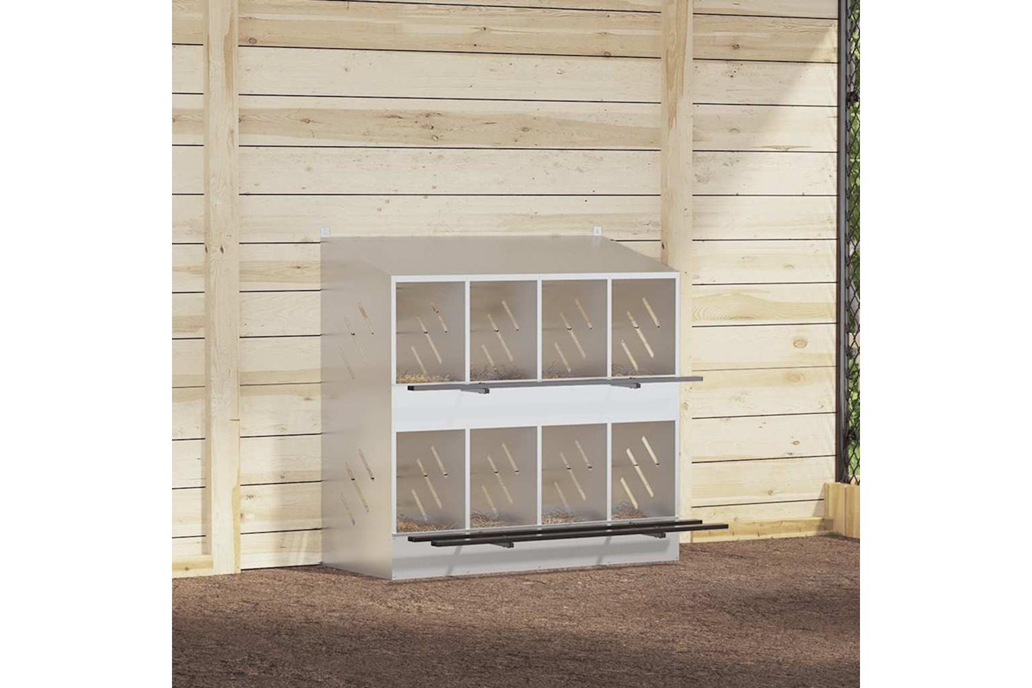 Vidaxl Chicken Nesting Box With 8 Compartments Galvanized Silver Metal-4