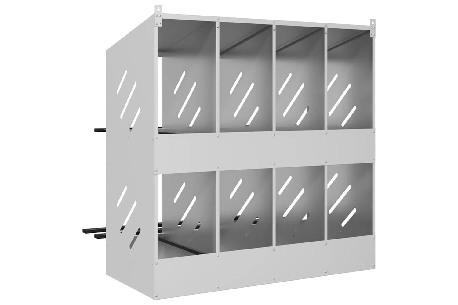 Vidaxl Chicken Nesting Box With 8 Compartments Galvanized Silver Metal-7
