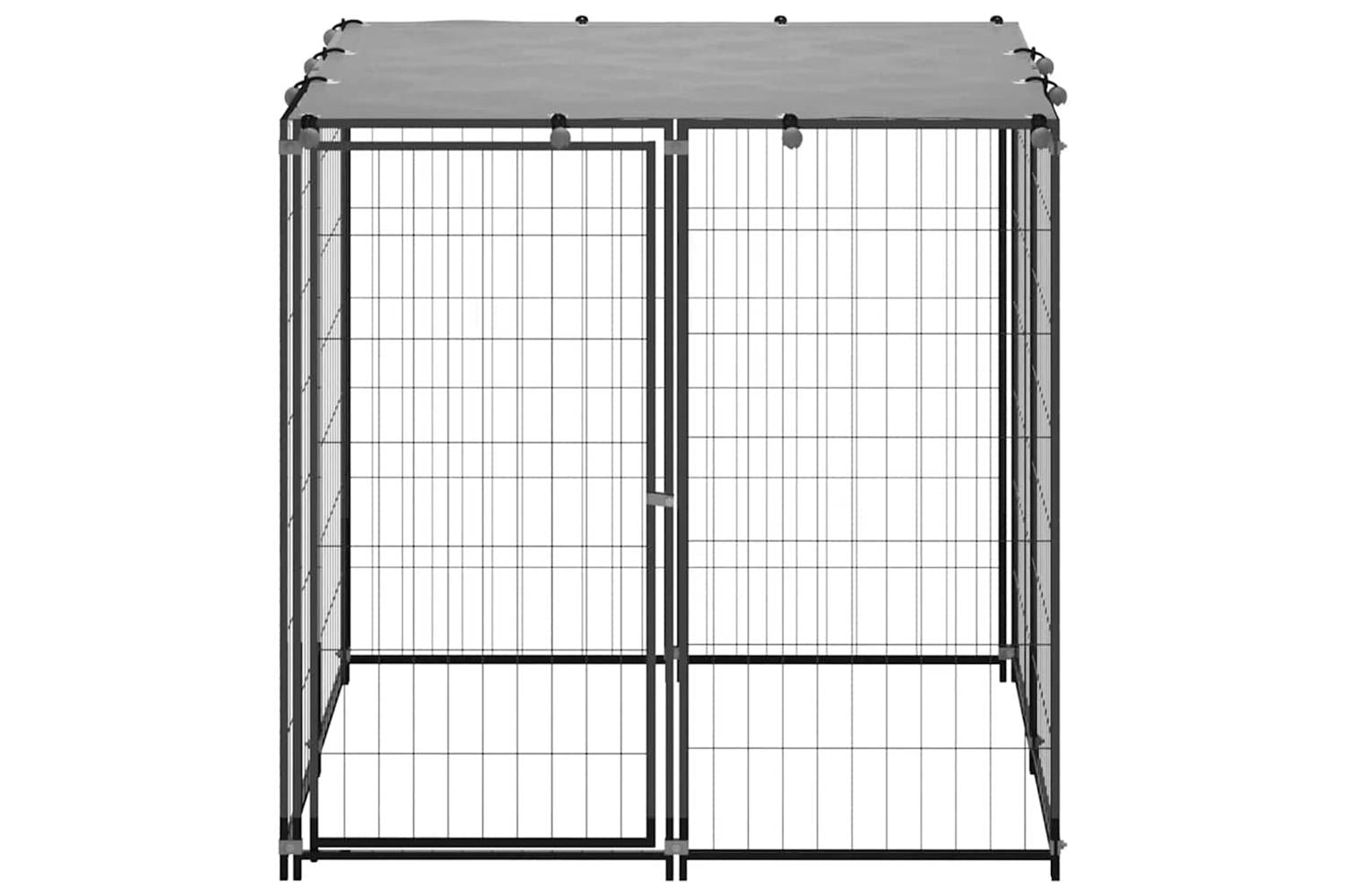 Vidaxl Dog Kennel Black 110x110x110 Cm Steel-2