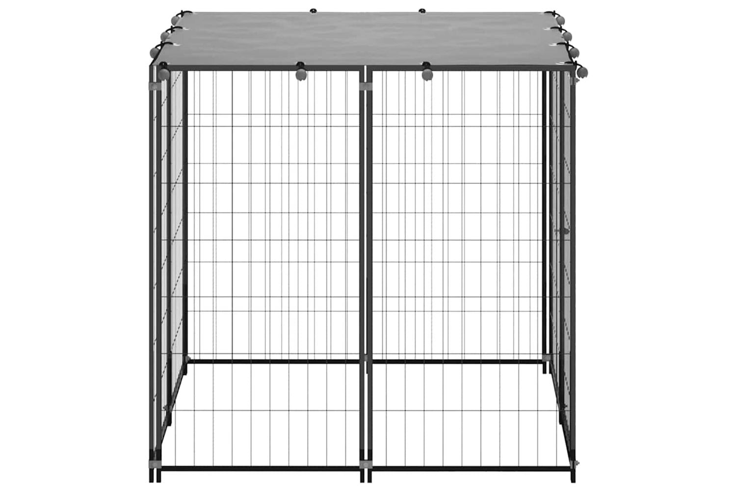 Vidaxl Dog Kennel Black 110x110x110 Cm Steel-3