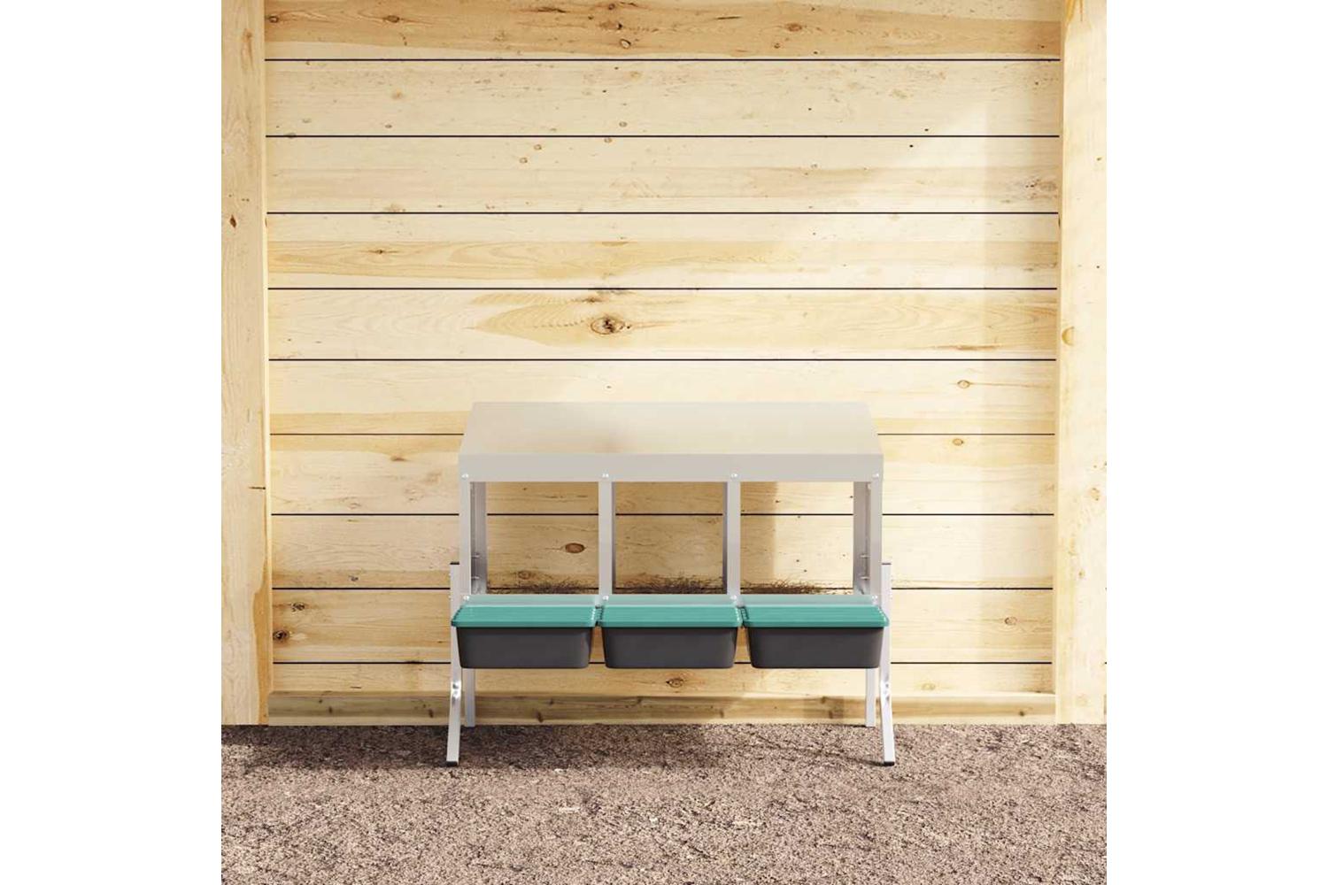 Vidaxl Chicken Nesting Box 3 Compartments With Legs Galvanised Steel-3