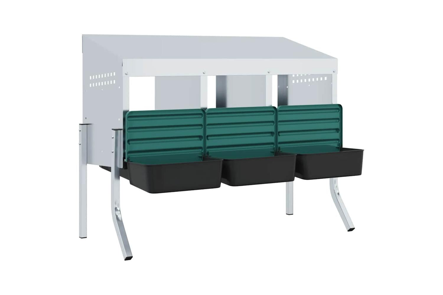 Vidaxl Chicken Nesting Box 3 Compartments With Legs Galvanised Steel-4