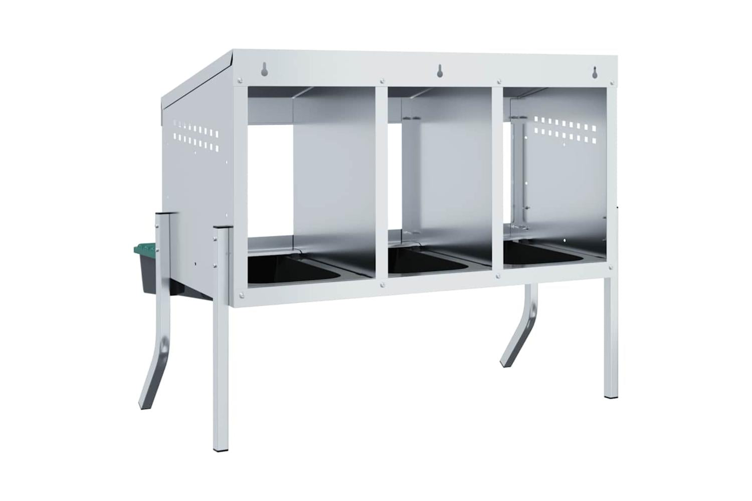 Vidaxl Chicken Nesting Box 3 Compartments With Legs Galvanised Steel-7