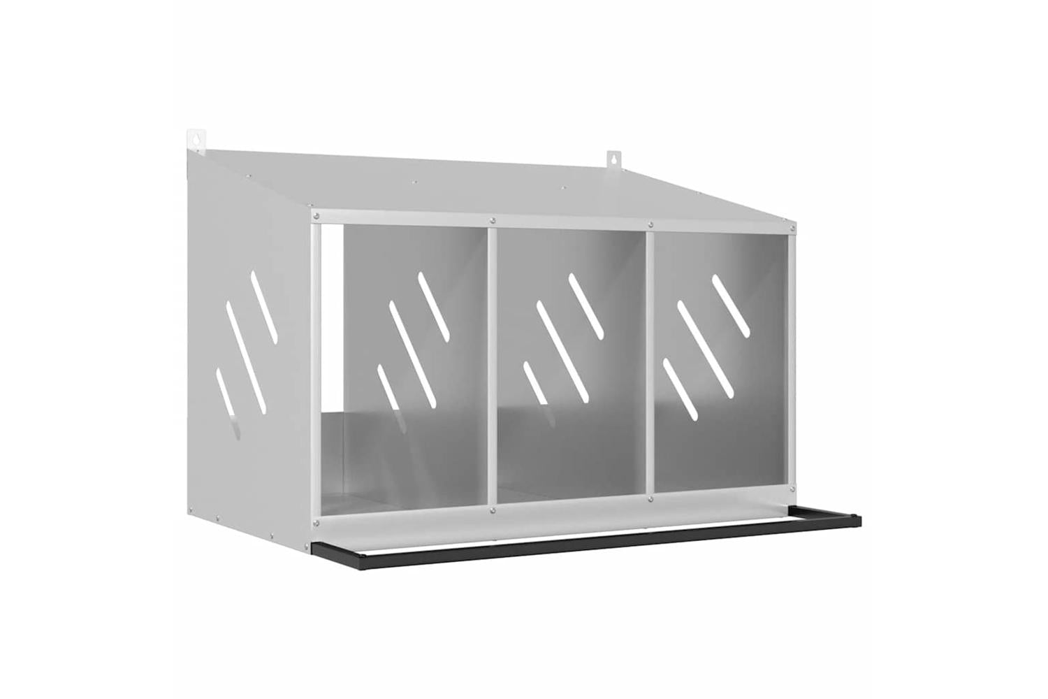 Vidaxl Chicken Nesting Box With 3 Compartments Galvanized Silver Metal-2
