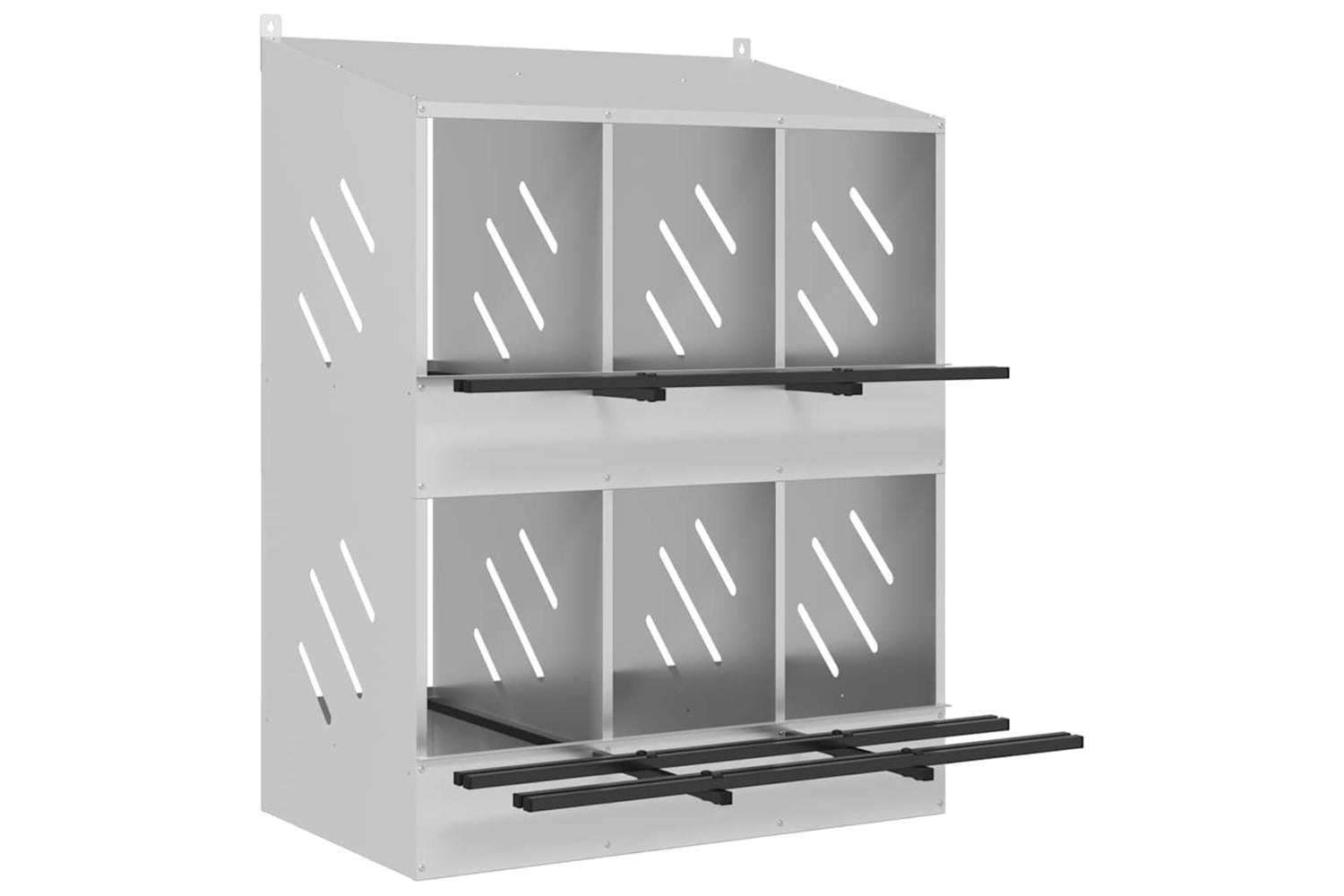 Vidaxl Chicken Nesting Box With 6 Compartments Galvanized Silver Metal-2