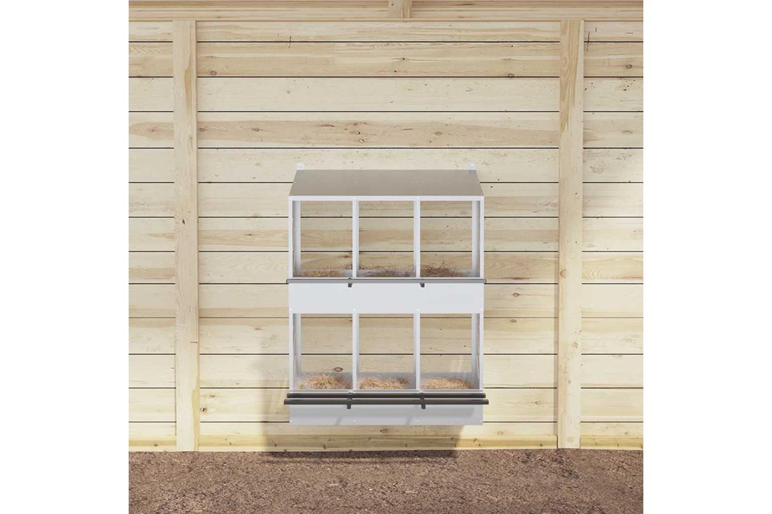 Vidaxl Chicken Nesting Box With 6 Compartments Galvanized Silver Metal-3