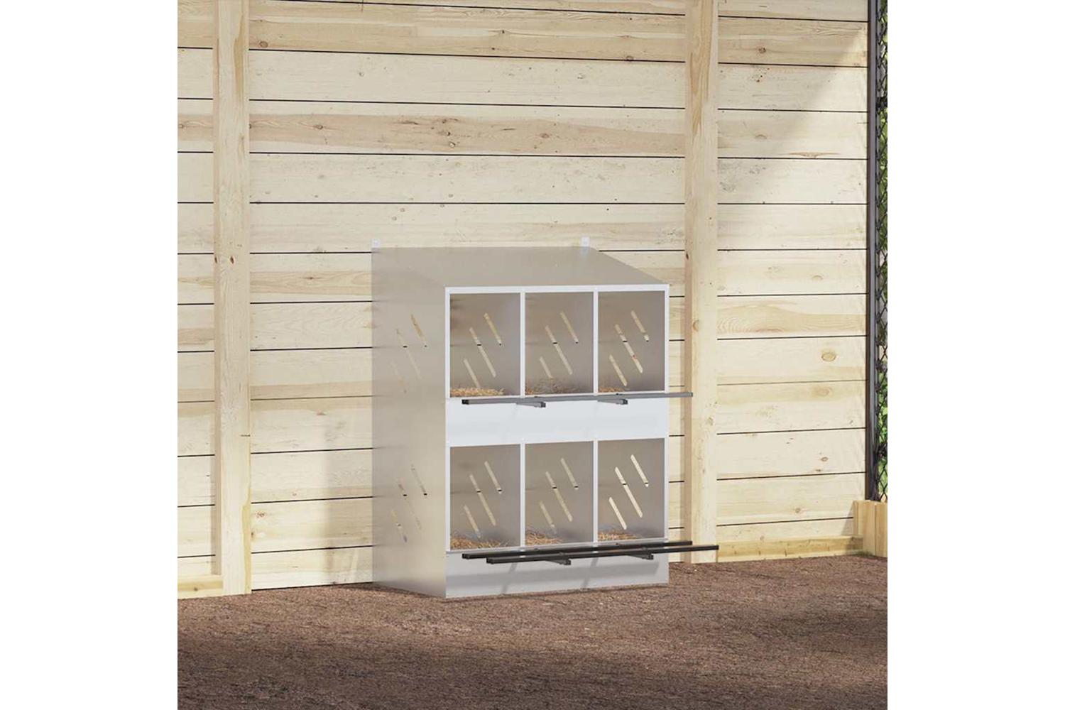 Vidaxl Chicken Nesting Box With 6 Compartments Galvanized Silver Metal-4