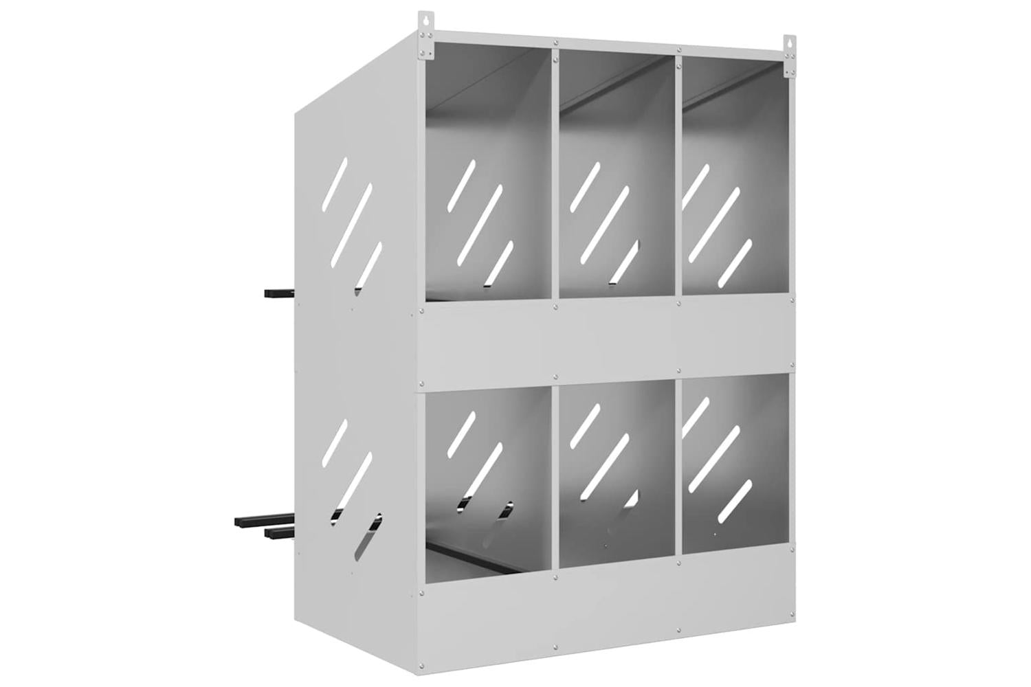 Vidaxl Chicken Nesting Box With 6 Compartments Galvanized Silver Metal-7