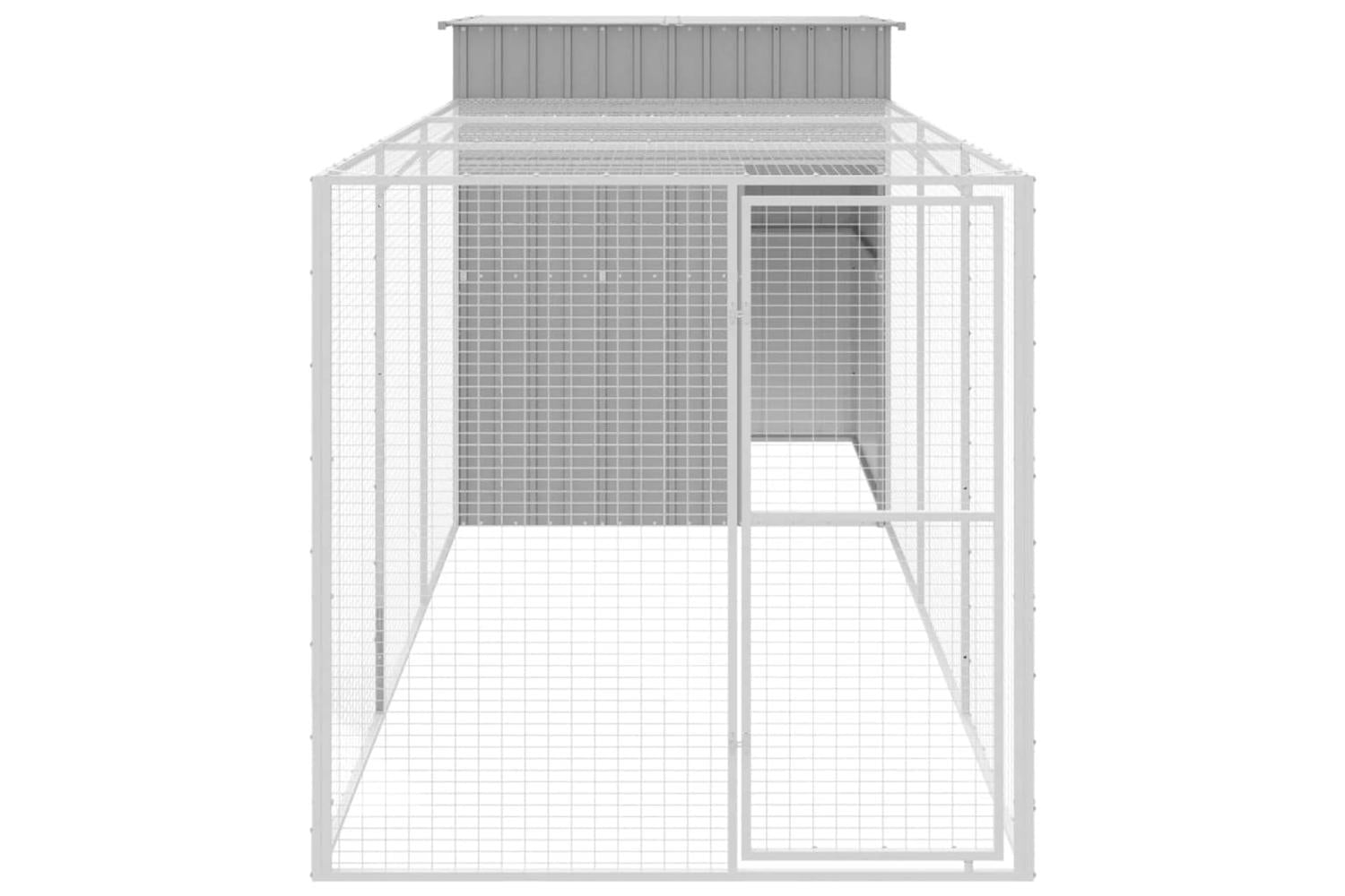 Vidaxl Chicken Cage With Run Light Grey 165x455x181 Cm Galvanised Steel-3