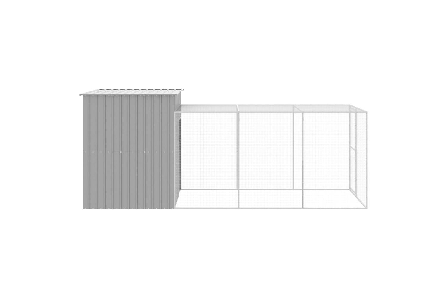 Vidaxl Chicken Cage With Run Light Grey 165x455x181 Cm Galvanised Steel-4
