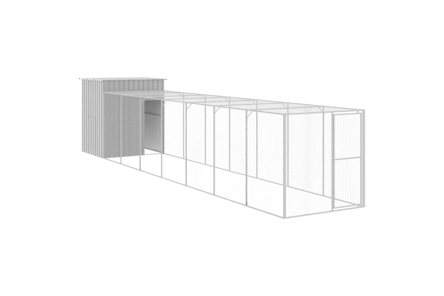 Vidaxl Chicken Cage With Run Light Grey 165x863x181 Cm Galvanised Steel-2