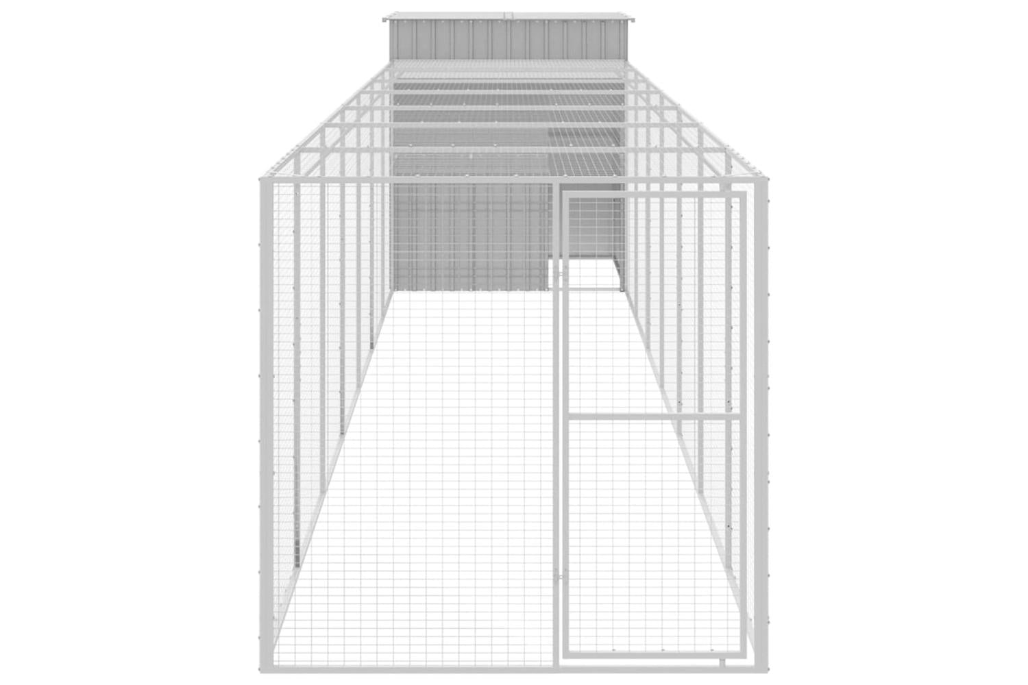 Vidaxl Chicken Cage With Run Light Grey 165x863x181 Cm Galvanised Steel-3