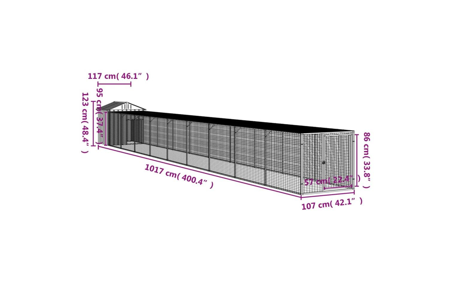 Vidaxl Chicken Cage With Run Anthracite 117x1017x123 Cm Galvanised Steel-8