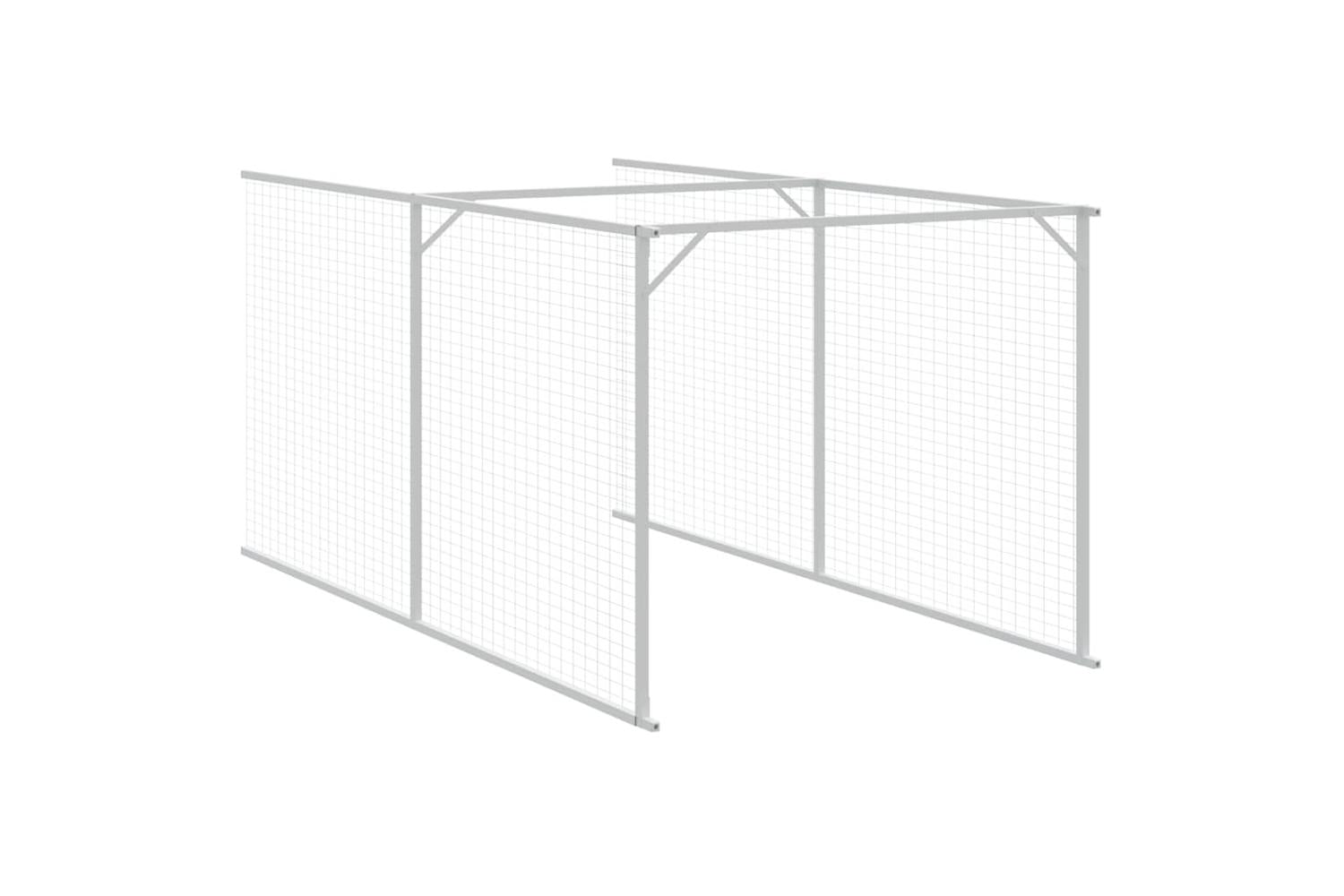 Vidaxl Dog House With Run Anthracite 110x405x110 Cm Galvanised Steel-7