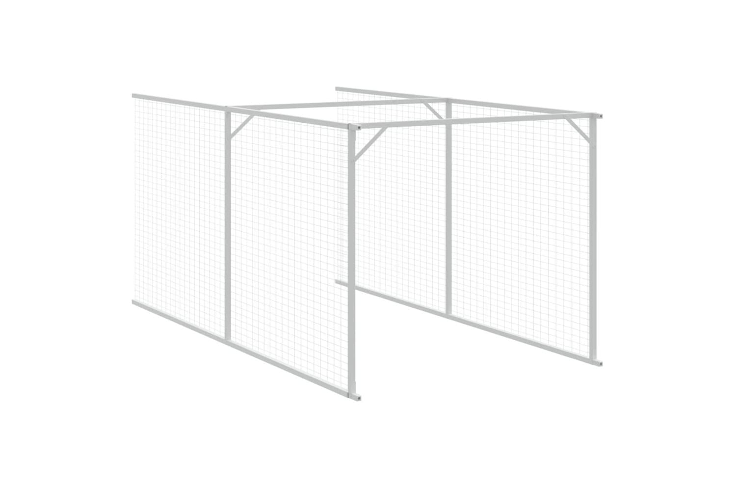 Vidaxl Dog House With Run Light Grey 110x609x110 Cm Galvanised Steel-7