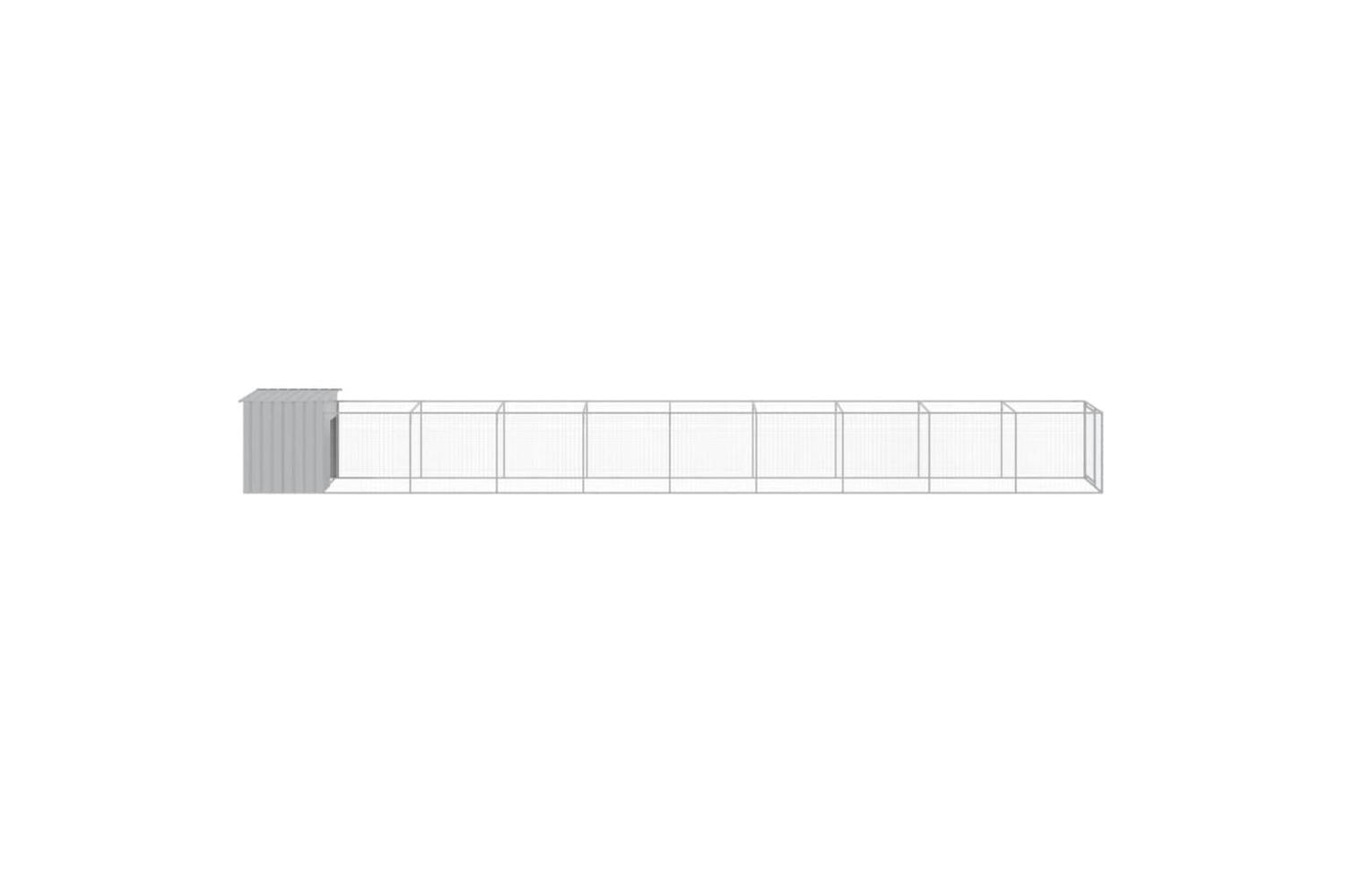 Vidaxl Dog House With Run Light Grey 110x1017x110 Cm Galvanised Steel-4