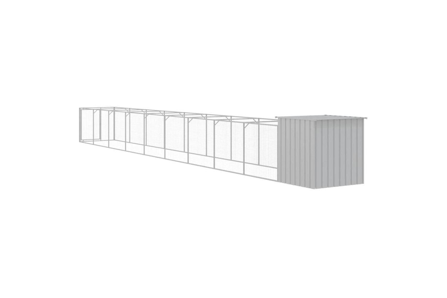 Vidaxl Dog House With Run Light Grey 110x1017x110 Cm Galvanised Steel-5